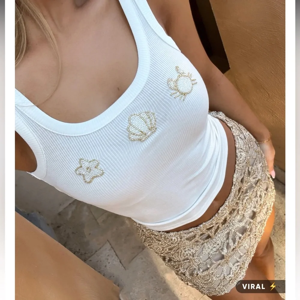 NWT White Fox Do What I'm Told Mini Skirt Gold Size Small - Picture 2 of 4